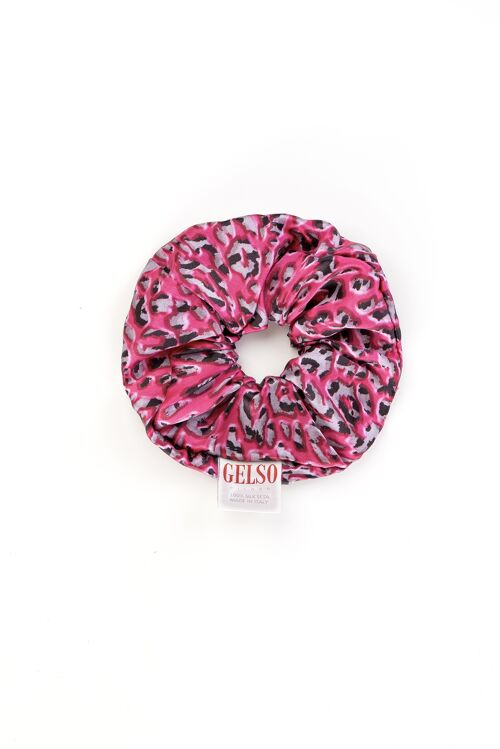 100% Silk Scrunchies “Pink Animalier” Print
