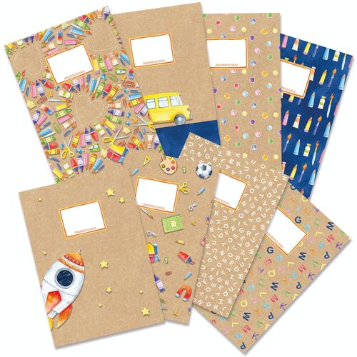 8 Papierheftumschläge DIN A4 Kraftpapier - Set 13