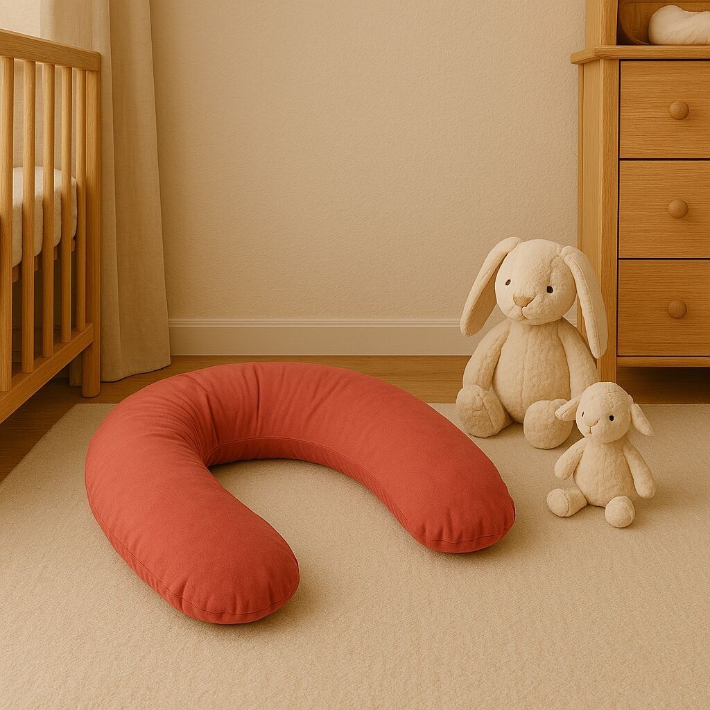 Coussin d&#039;allaitement 205 cm « polyester velours » coloris uni - Marsala