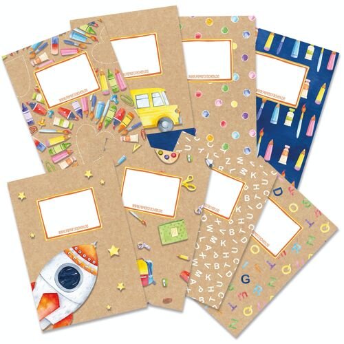 8 Papierheftumschläge DIN A5 Kraftpapier- Set 12