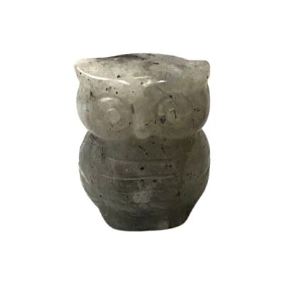 Chouette en pierres précieuses, 2,5 x 1,5 x 1 cm, Labradorite