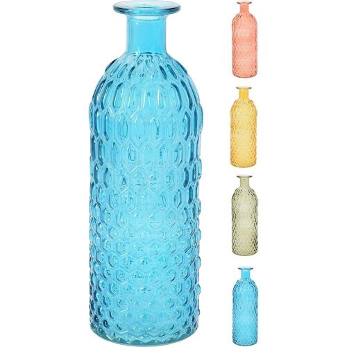 Vase bouteille en verre H25 - set de 4 couleurs