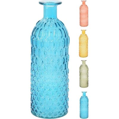 Glass bottle vase H25 - set of 4 colors