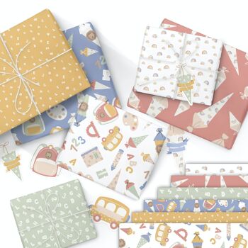 Papier cadeau pour scolarisation pastel - set 3 1