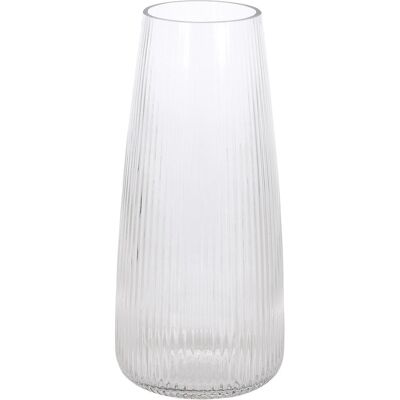 Ribbed glass decoration vase - 21 cm