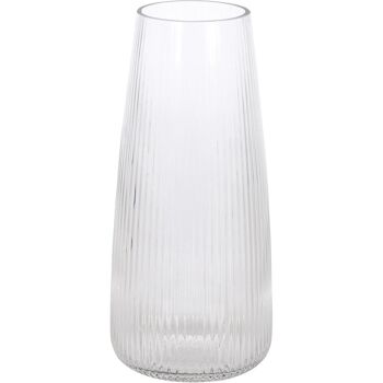 Vase décoration verre strié - 21 cm
