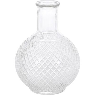 Round textured glass vase - 19 cm
