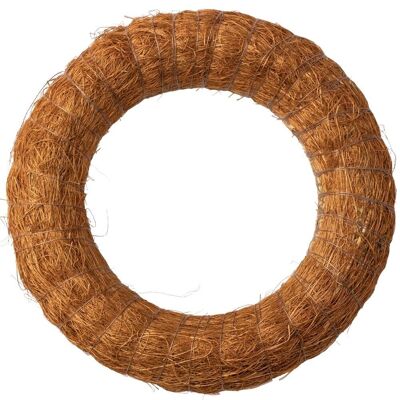 Hay wreath base covered with sisal 15cm/3cm - Brown