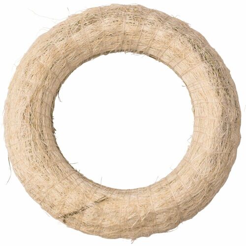 Hay wreath base covered with sisal 15cm/3cm - White
