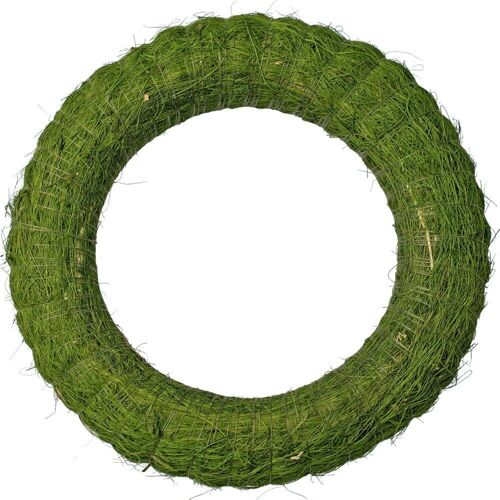 Hay wreath base covered with sisal 20cm/4cm - Green