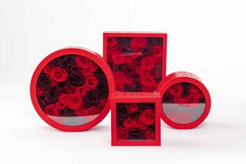 Coffret de fleurs préservées - Objet de décoration florale - Boite Rouge Taille L 5