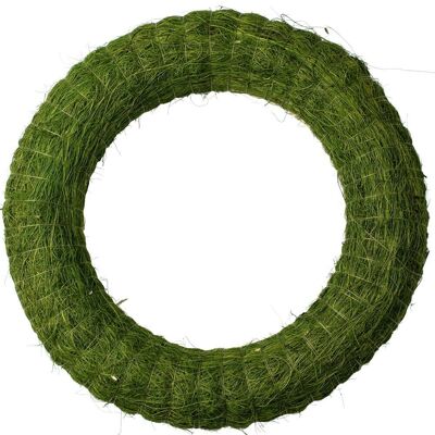 Base per ghirlanda di fieno ricoperta di sisal 25cm/5cm - Verde