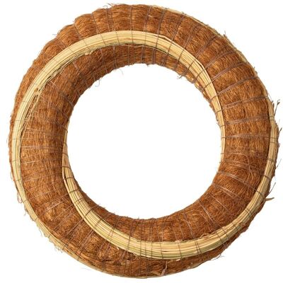 Hay wreath covered with sisal base decorated with sorghum 20cm/5cm - Brown