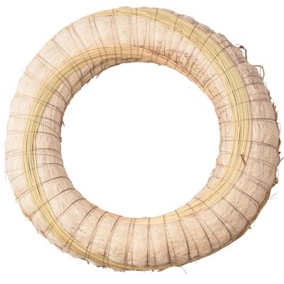Hay wreath covered with sisal base decorated with sorghum 20cm/5cm - White