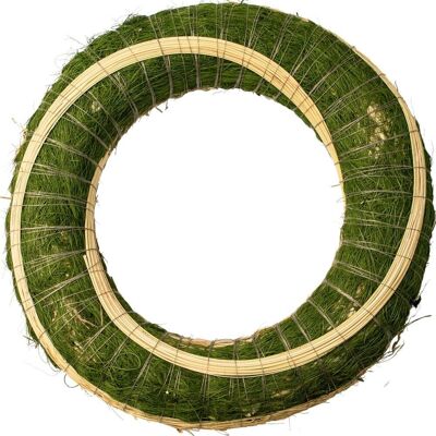 Couronne de foin recouverte de sisal base décorée de sorgho 20cm/5cm - Vert