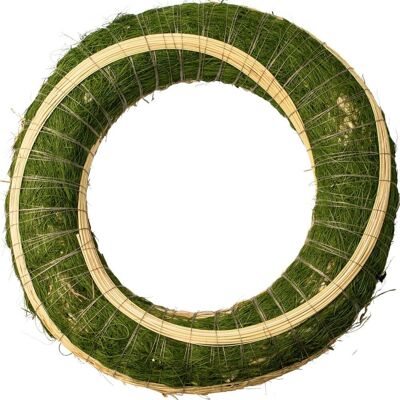 Hay wreath covered with sisal base decorated with sorghum 20cm/5cm - Green