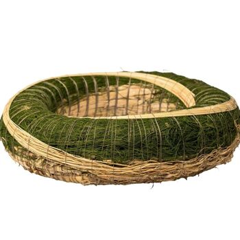 Couronne de foin recouverte de sisal base décorée de sorgho 20cm/5cm - Vert 2