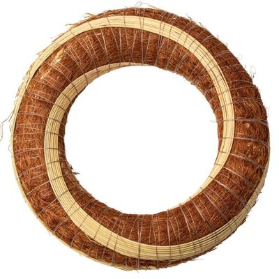 Hay wreath covered with sisal base decorated with sorghum 25cm/5cm - Brown
