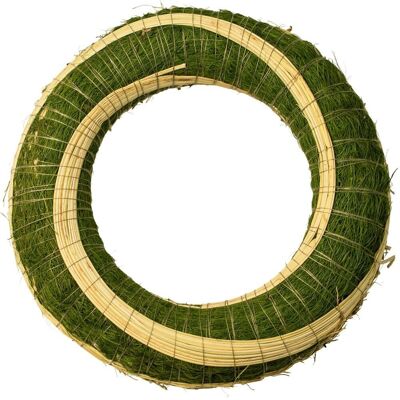 Ghirlanda di fieno ricoperta con base in sisal decorata con sorgo 25cm/5cm - Verde
