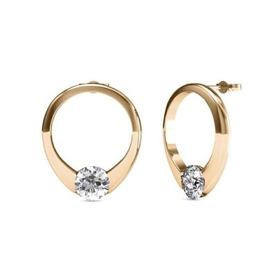 Mini Ring Earrings - Gold and Crystal