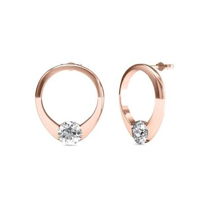 Mini orecchini ad anello - Oro rosa e cristallo