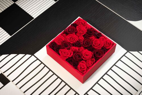 Coffret de fleurs préservées - Objet de décoration florale - Boite Rouge Taille L