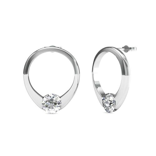 Boucles d'oreilles Mini Ring - Argenté et Cristal