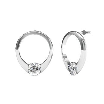 Boucles d'oreilles Mini Ring - Argenté et Cristal 1