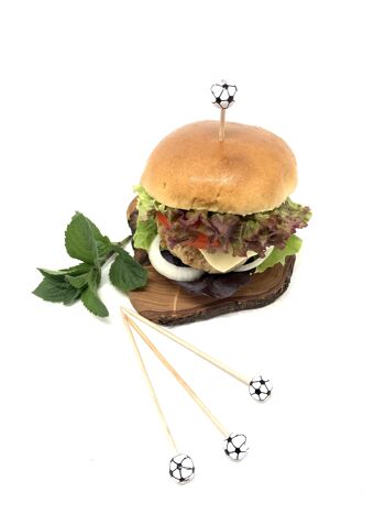 10x brochettes pour hamburgers avec mini football 5