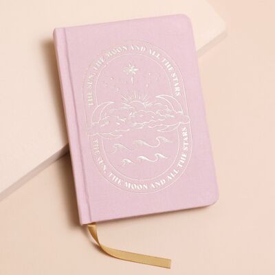 Carnet en tissu soleil et lune rose