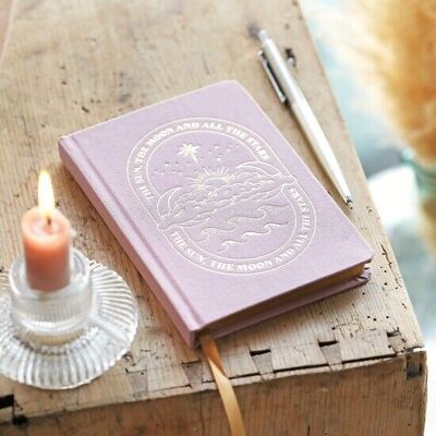 Carnet en tissu soleil et lune rose