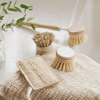Ensemble de brosses à vaisselle en bambou | Brosses de nettoyage pour la vaisselle 4pcs 3