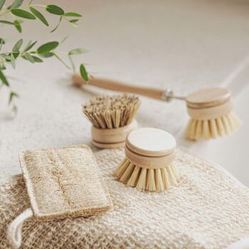 Ensemble de brosses à vaisselle en bambou | Brosses de nettoyage pour la vaisselle 4pcs 8
