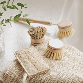 Ensemble de brosses à vaisselle en bambou | Brosses de nettoyage pour la vaisselle 4pcs 10