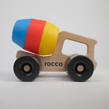 Rocco - Bétonnière avec moules à sable Bac à sable Camion Ciment Bois Camion Jouet Jouet en bois Enfants Nouveaux amis 1