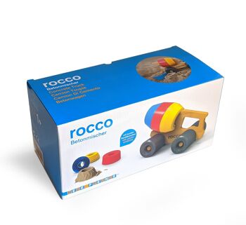 Rocco - Bétonnière avec moules à sable Bac à sable Camion Ciment Bois Camion Jouet Jouet en bois Enfants Nouveaux amis 4