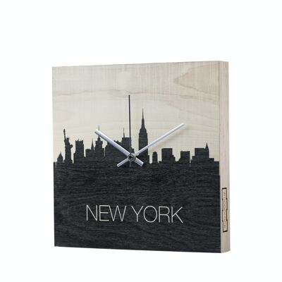 Reloj de pared "Woodclock Timezone - Nueva York"