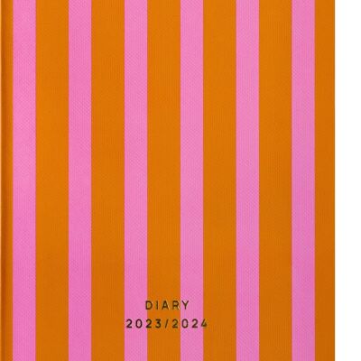 Fabrique Schulkalender 2023–2024, gestreift, Orange, Rosa