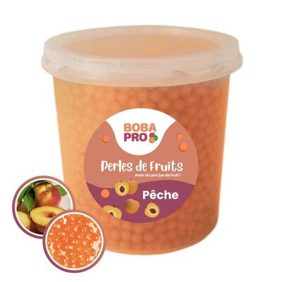 PFIRSICH-Perlen für BUBBLE TEA – 4 Eimer à 3,2 kg – Popping Boba – Fruchtperlen servierfertig