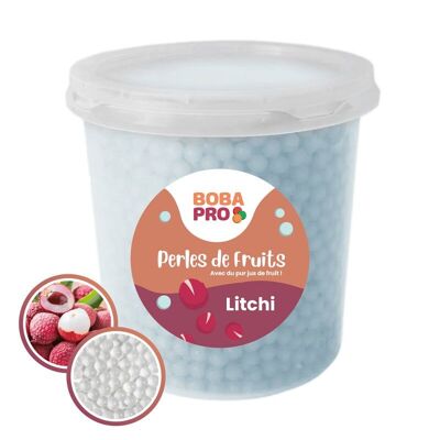 Perles LITCHI pour BUBBLE TEA - 4 seaux de 3,2kg - Popping Boba - Perles de fruits prêtes à être servies