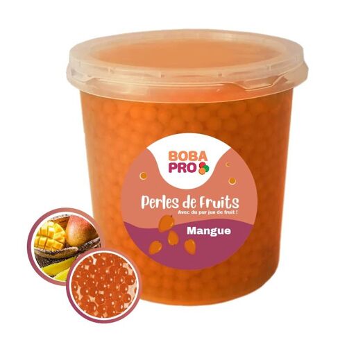 Perles MANGUE pour BUBBLE TEA - 4 seaux de 3,2kg - Popping Boba - Perles de fruits prêtes à être servies