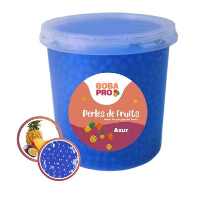 Perles AZUR pour BUBBLE TEA - 4 seaux de 3,2kg - Popping Boba - Perles de fruits prêtes à être servies
