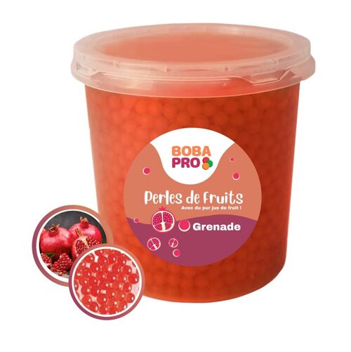 Perles GRENADE pour BUBBLE TEA - 4 seaux de 3,2kg - Popping Boba - Perles de fruits prêtes à être servies