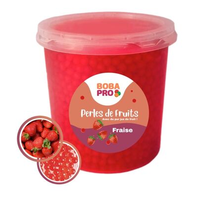 ERDBEER-Perlen für BUBBLE TEA – 4 Eimer à 3,2 kg – Popping Boba – Fruchtperlen servierfertig