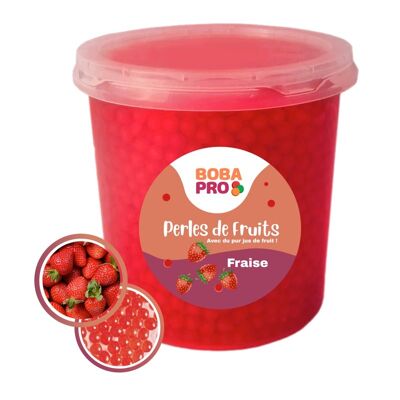 Perles FRAISE pour BUBBLE TEA - 4 seaux de 3,2kg - Popping Boba - Perles de fruits prêtes à être servies