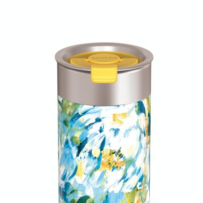 QUOKKA STAINLESS STEEL THERMAL COFFEE GLASS BOOST BLUE PEONIES 400 ML