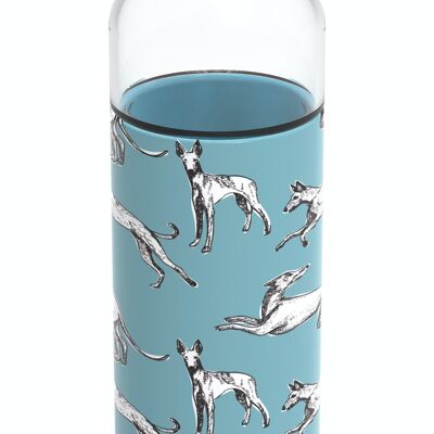 QUOKKA ROUND GLASS BOTTLE WITH SILICONE SLEEVE FLOW GREYHOUNDS 660 ML