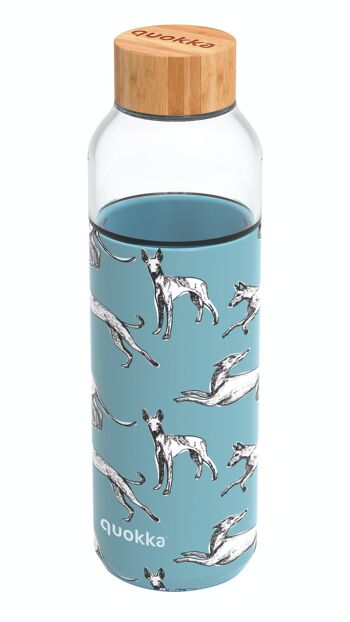 FLACON EN VERRE QUOKKA RONDE AVEC MANCHON EN SILICONE FLOW GREYHOUNDS 660 ML