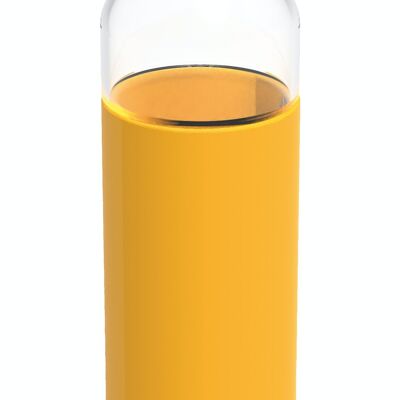 QUOKKA BOTTIGLIA VETRO ROTONDO CON GUAINA IN SILICONE FLOW GIALLO 660 ML