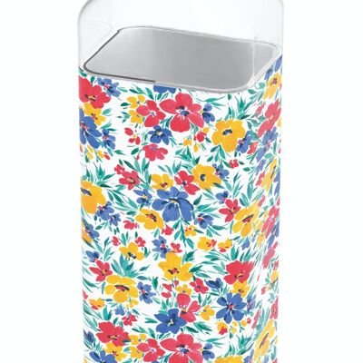 QUOKKA SQUARE GLASS BOTTLE WITH SILICONE SLEEVE STORM DITSY FLORAL 700 ML